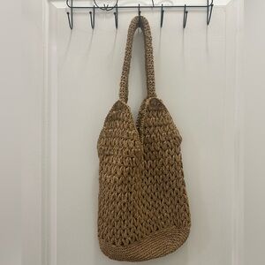 Oysho Handcrafted Brown Woven Tote Bag